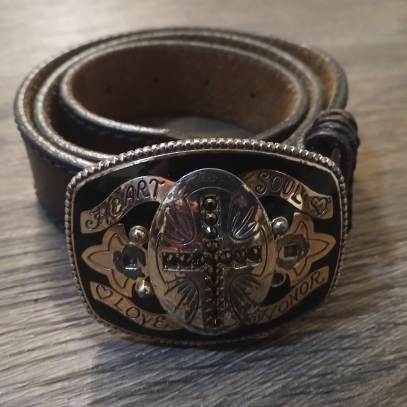 Brighton Heart Soul Love Honor Leather Belt. - Picture 14 of 15